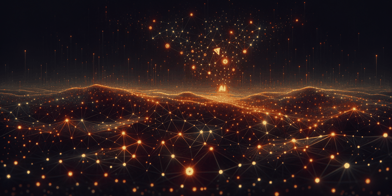 Network of glowing agent nodes connecting to client data streams