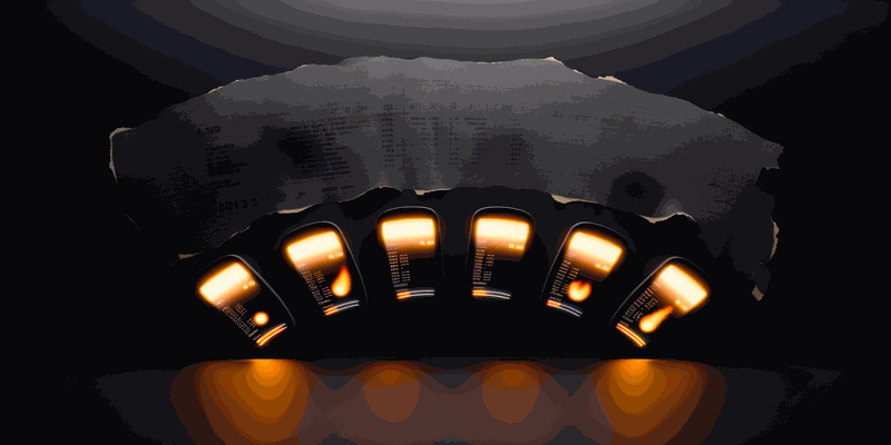 Five glowing dashboard screens emerging from darkness with a fading price tag